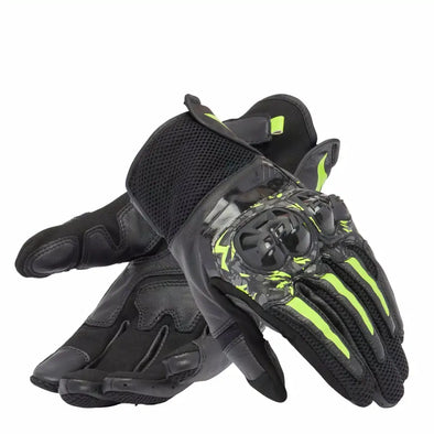Dainese MIG 3 Unisex Leather Gloves, Black/Anthracite/Yellow Fluo